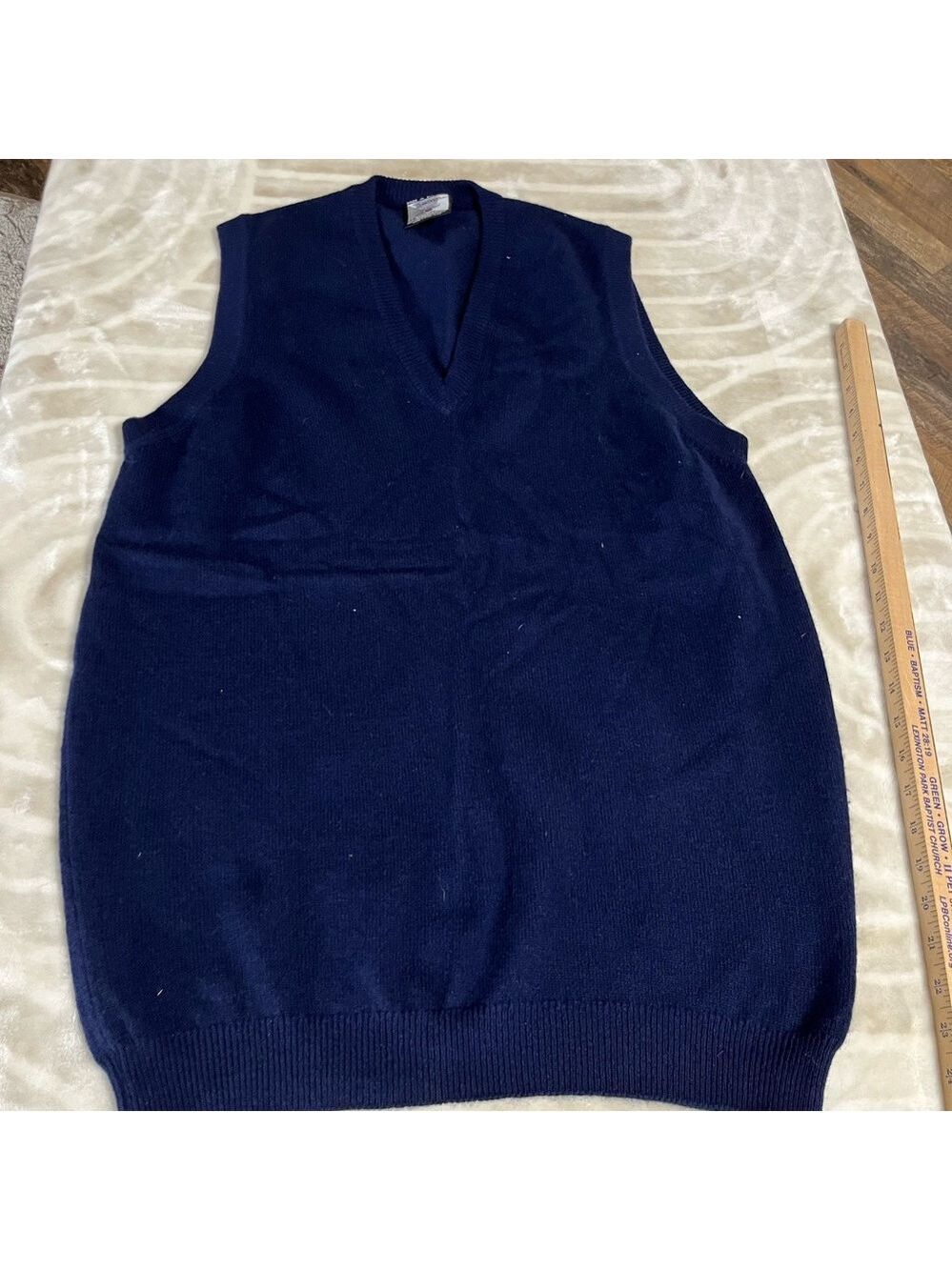 Clan Douglas 100% Cashmere Sweater Vest Mens Large Blue Made in Scotland